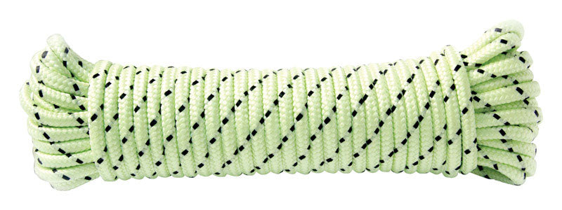 Ace 1/4 in. Dia x 50 ft Neon Green Glow-in-the-Dark Diamond Braided Poly Rope