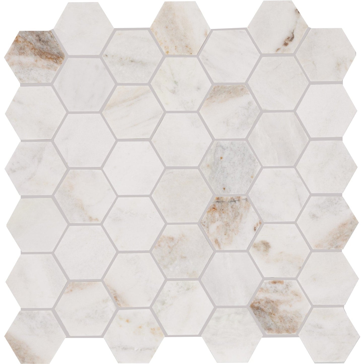 Daltile Marble Daphne White 12-in x 13-in Honed Natural stone Marble Marble look Hexagon Mosaic Floor and Wall Tile product image