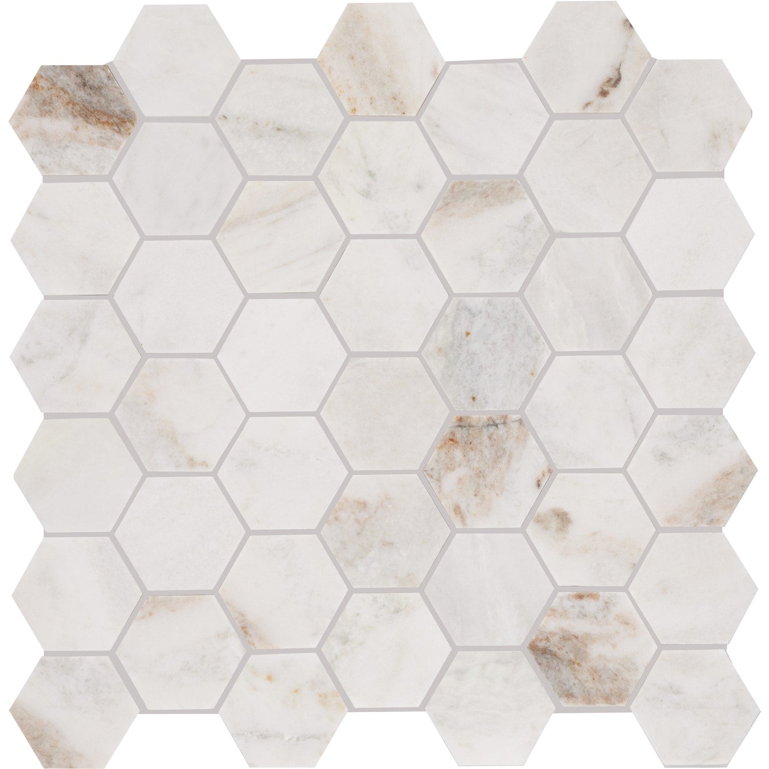 Daltile Marble Daphne White 12-in x 13-in Honed Natural stone Marble Marble look Hexagon Mosaic Floor and Wall Tile product image