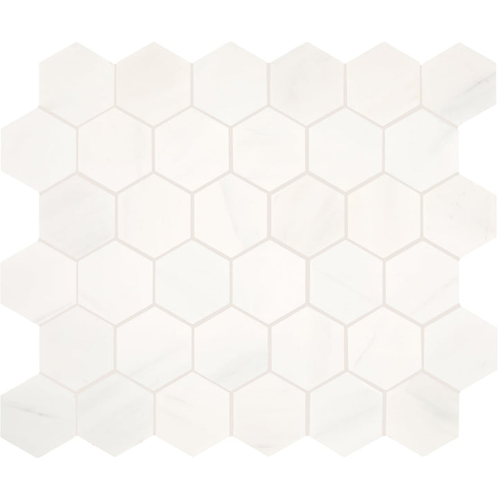 Daltile Marble Contempo White 11-in x 12-in Honed Natural stone Marble Marble look Hexagon Mosaic Floor and Wall Tile product image