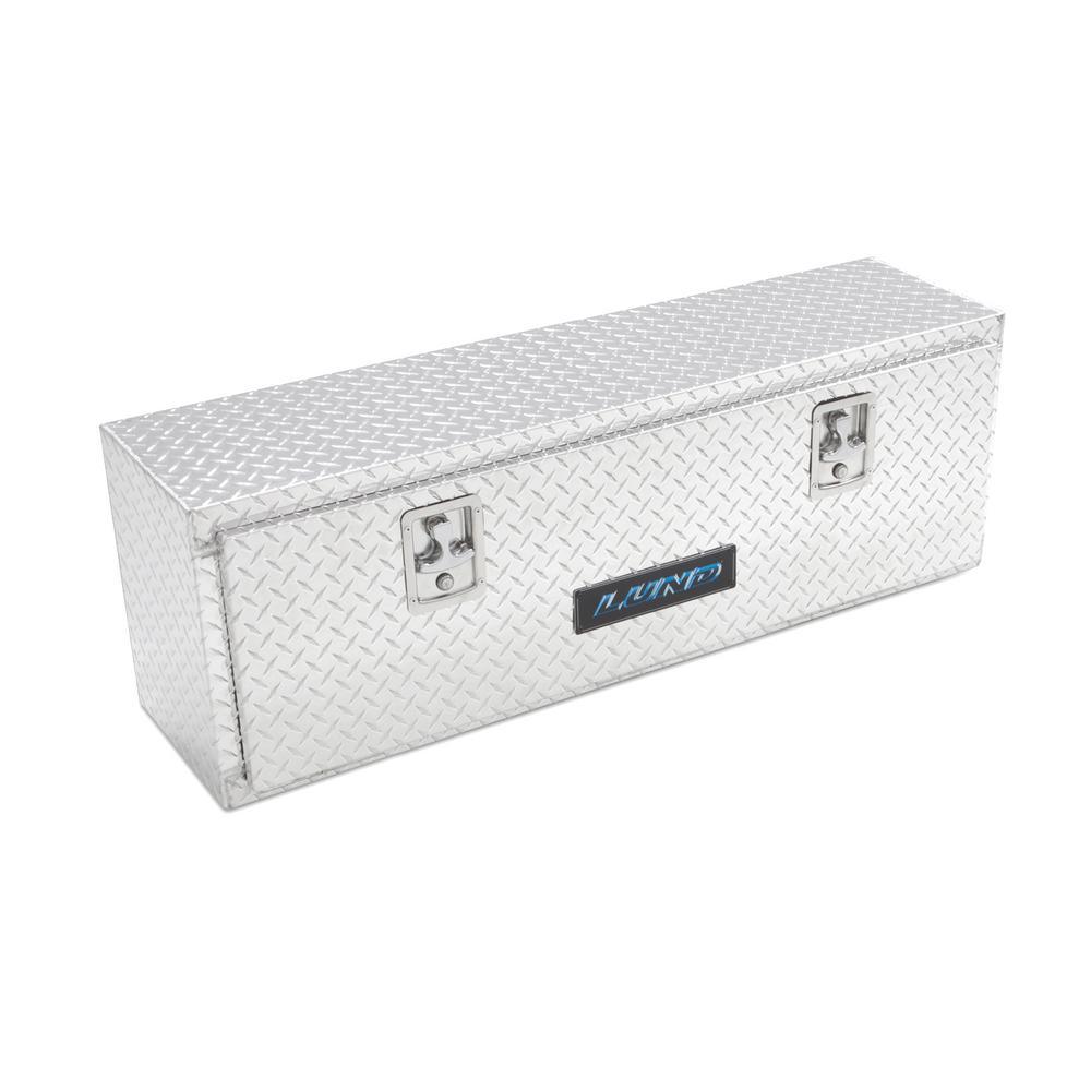 Lund 72 in Diamond Plate Aluminum Full Size Top Mount Truck Tool Box with mounting hardware and keys included, Silver - Super Arbor