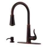 Ashfield Single-Handle Pull-Down Sprayer Kitchen Faucet in Rustic Bronze - Super Arbor