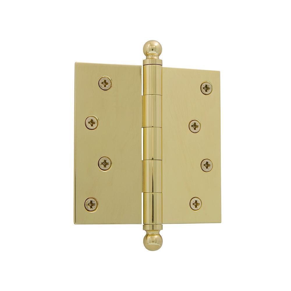 4 in. Ball Tip Residential Hinge with Square Corners in Antique Brass - Super Arbor