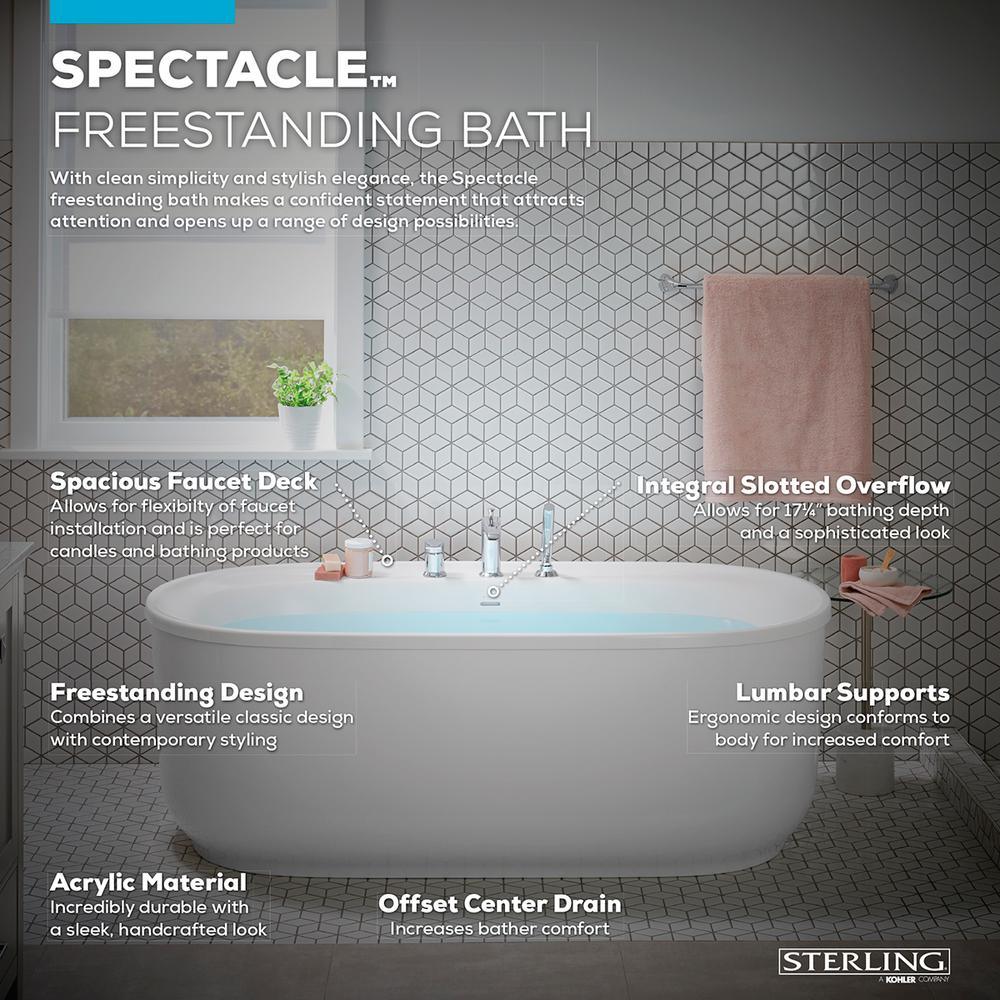 Spectacle 65.75 in. Acrylic Flatbottom Bathtub in White - Super Arbor