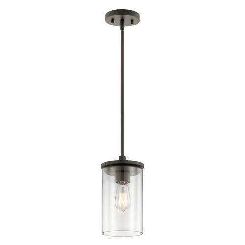 Kichler Crosby Chrome Transitional Clear Glass Cylinder Pendant Light - Super Arbor
