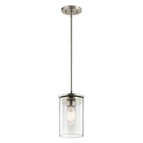 Kichler Crosby Chrome Transitional Clear Glass Cylinder Pendant Light - Super Arbor