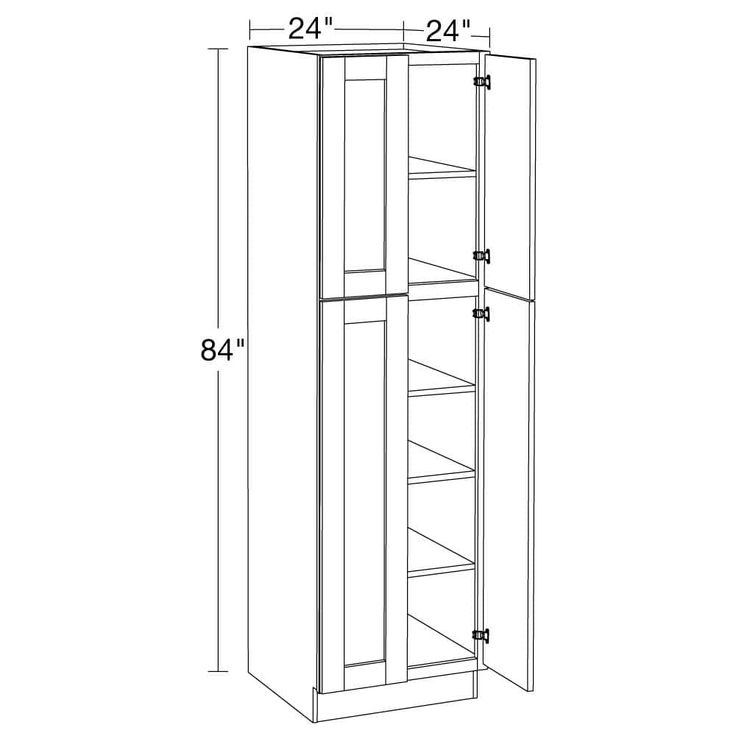 Home Decorators Collection Washington Vessel Blue Plywood Shaker Assembled Utility Pantry Kitchen Cabinet Soft Close 24 in W x 24 in D x 84 in H