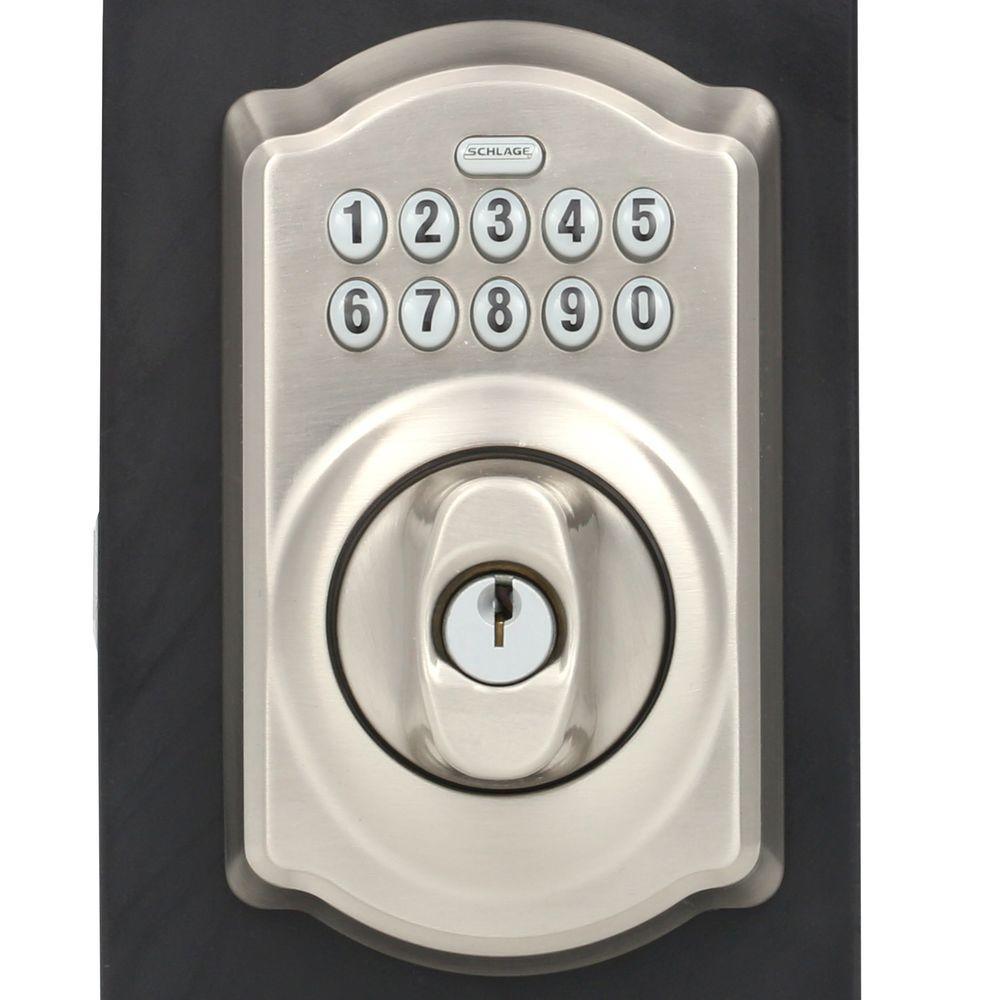 Camelot Satin Nickel Keypad Electronic Door Lock Deadbolt and Georgian Knob - Super Arbor