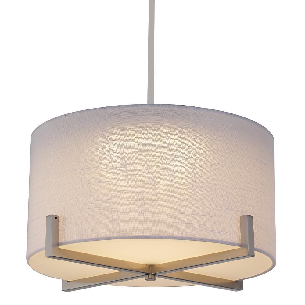 35-Watt Matte Black Integrated LED Pendant with Fabric Shade - Super Arbor