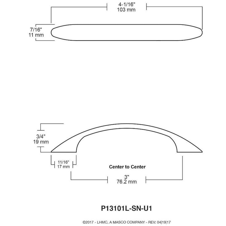 Ethan 3 in. (76 mm) Satin Nickel Drawer Pull (10-Pack)