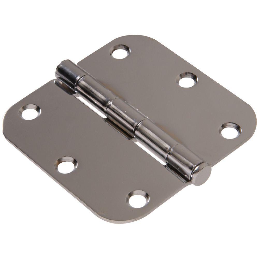 3-1/2 in. White Residential Door Hinge with 5/8 in. Round Corner Removable Pin Full Mortise (9-Pack) - Super Arbor