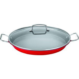 15 in. Stainless Steel Nonstick Grill Pan in Red with Glass Lid