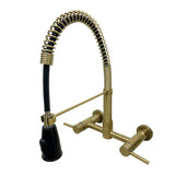 Modern 2-Handle Wall-Mount Pull-Down Sprayer Kitchen Faucet in Oil Rubbed Bronze - Super Arbor