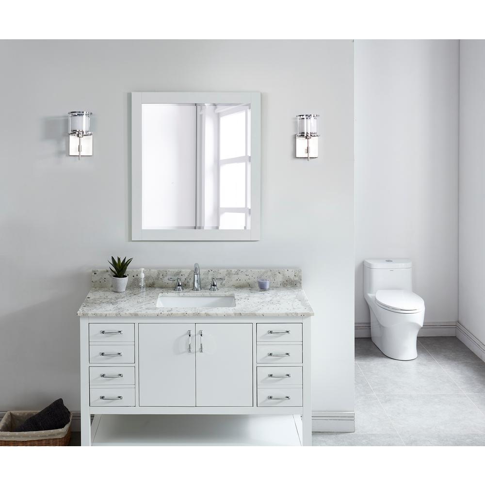 43 in. W x 22 in. D x .75 H Granite Vanity Top in Glacier White with White Basin - Super Arbor