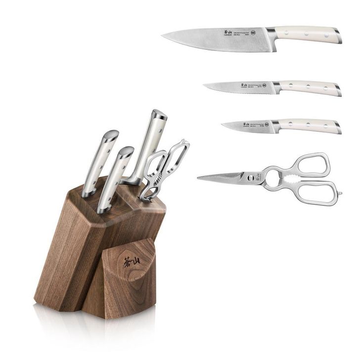 S1 Series German Steel Forged 5-Piece Starter Knife Block Set in Walnut