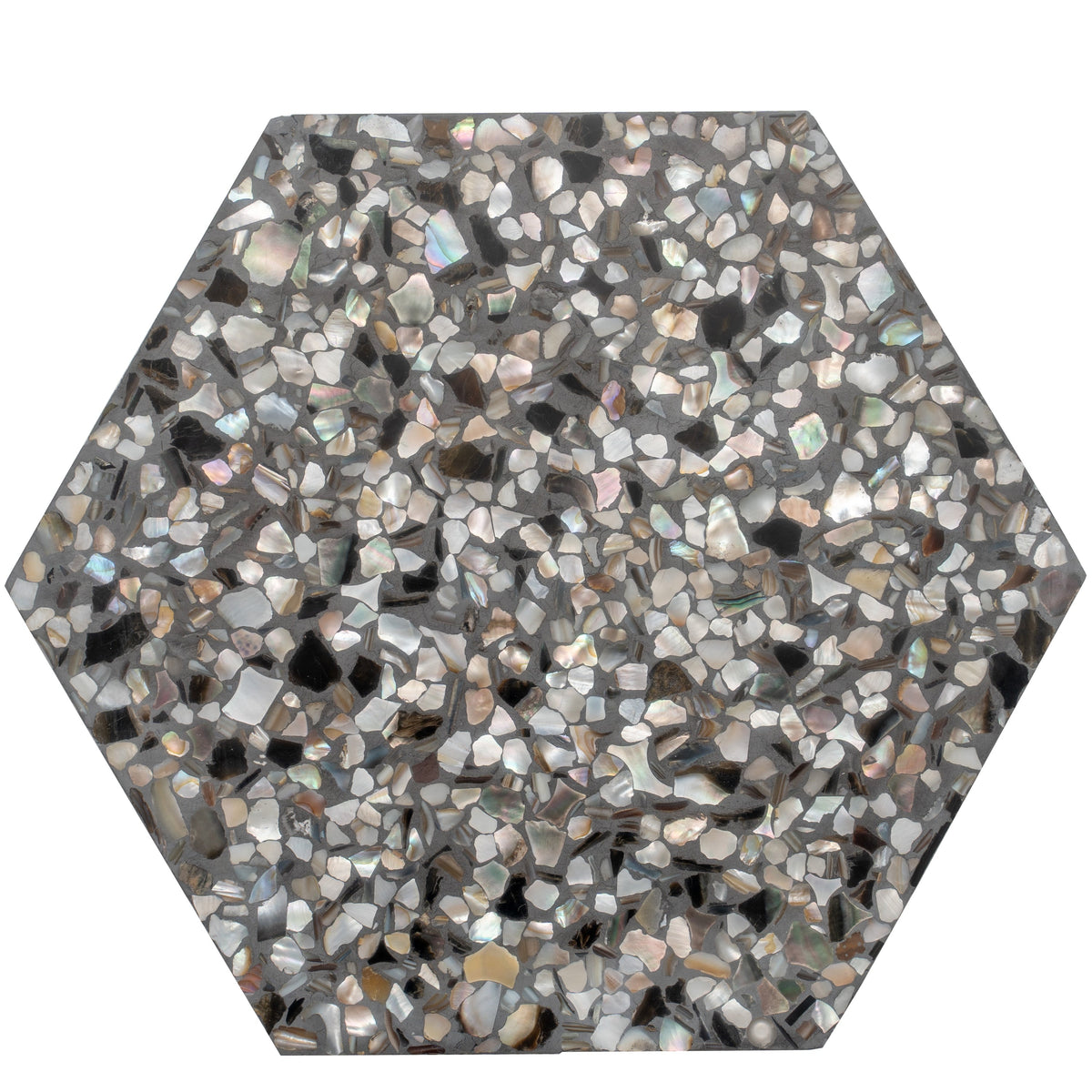 Apollo Tile Amalfi Black with Amber Pearl flecks 8-in x 9-in Glossy Natural shell Patterned Hexagon Floor and Wall Tile product image