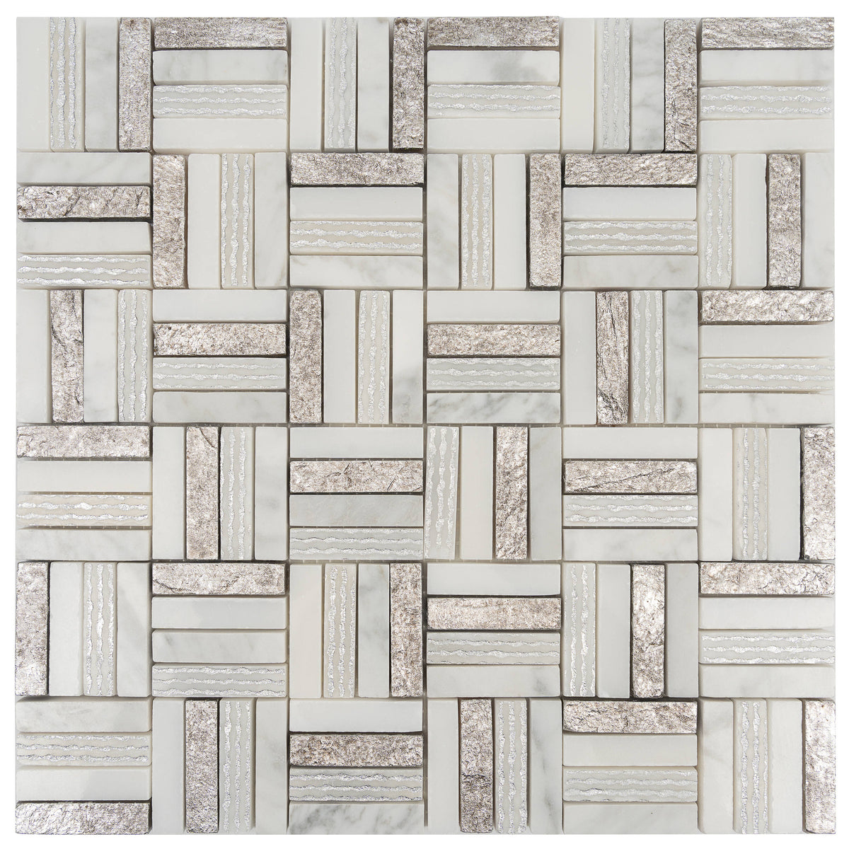 Apollo Tile Artisana Silver White 12-in x 12-in Multi-finish Natural stone Marble Mosaic Floor and Wall Tile product image