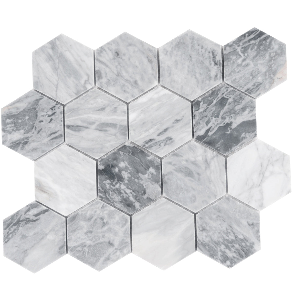 Apollo Tile Toscana Light Gray 12-in x 12-in Honed Natural stone Marble Patterned Hexagon Mosaic Floor and Wall Tile product image