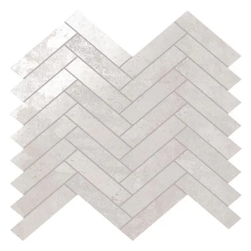 Apollo Tile Nordel White 11-in x 11-in Matte Porcelain Encaustic Herringbone Mosaic Floor and Wall Tile product image