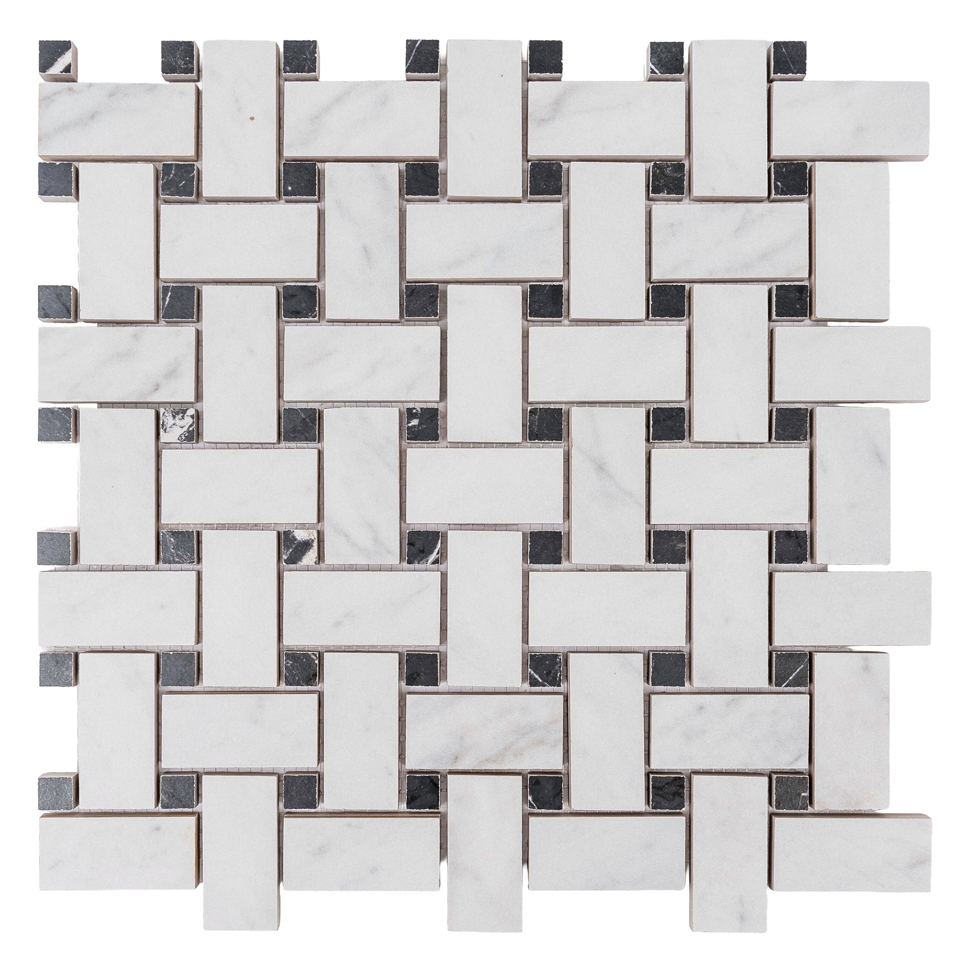 Apollo Tile Regalia White, Black 12-in x 12-in Matte Porcelain Encaustic Basketweave Mosaic Floor and Wall Tile product image