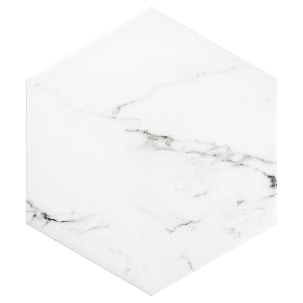 Timeless Calacatta Hex 8-5/8 in. x 9-7/8 in. Porcelain Floor and Wall Tile (11.56 sq. ft. / case) - Super Arbor