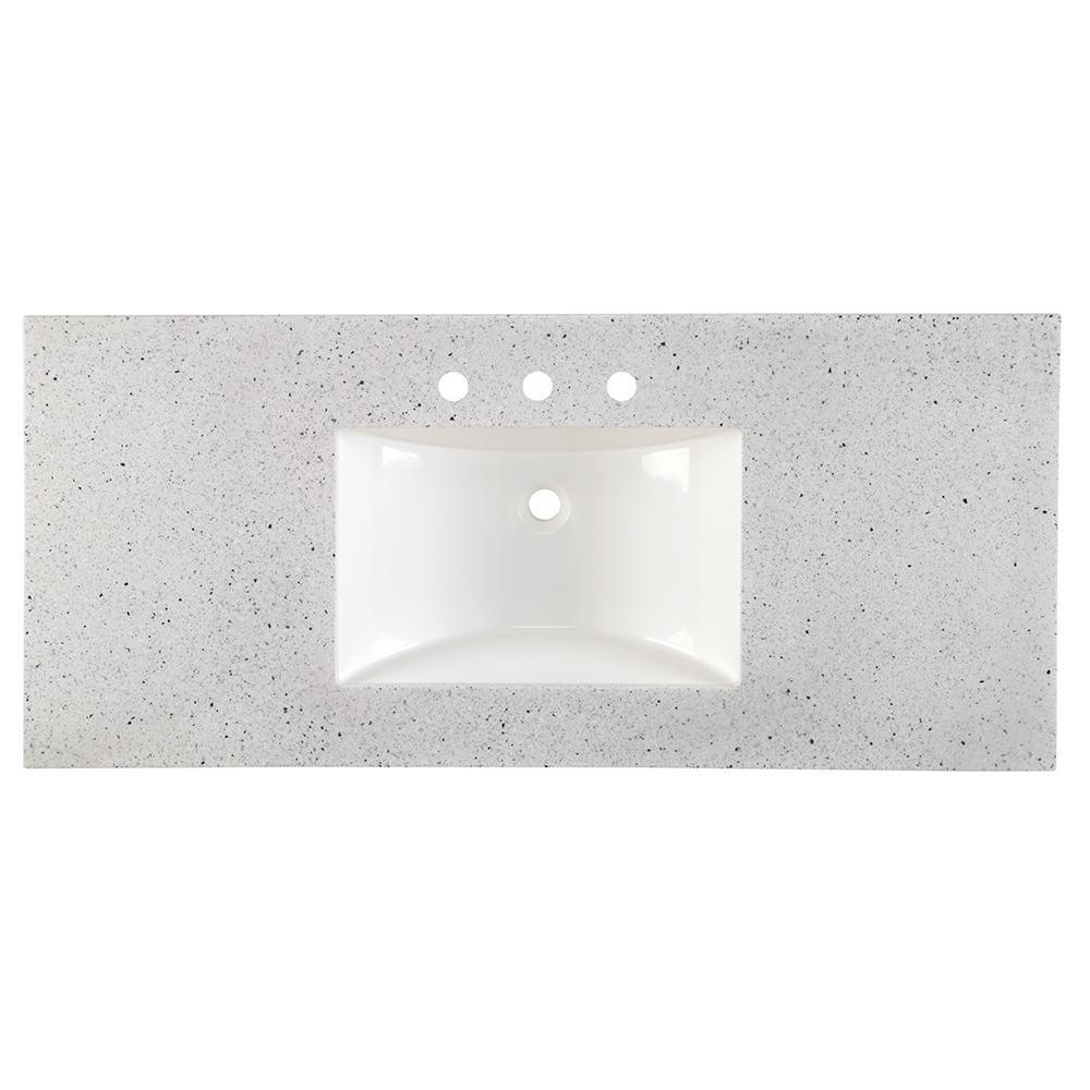 37 in. W x 22 in. D Stone Effects Vanity Top in Cold Fusion with White Sink - Super Arbor