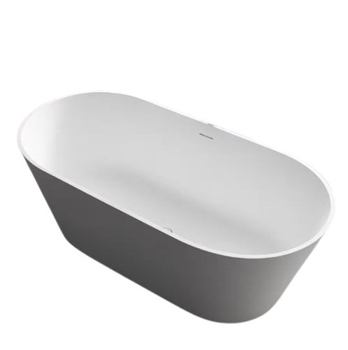 Maria 63 in. Stone Resin Solid Surface Matte Flatbottom Freestanding Bathtub in White