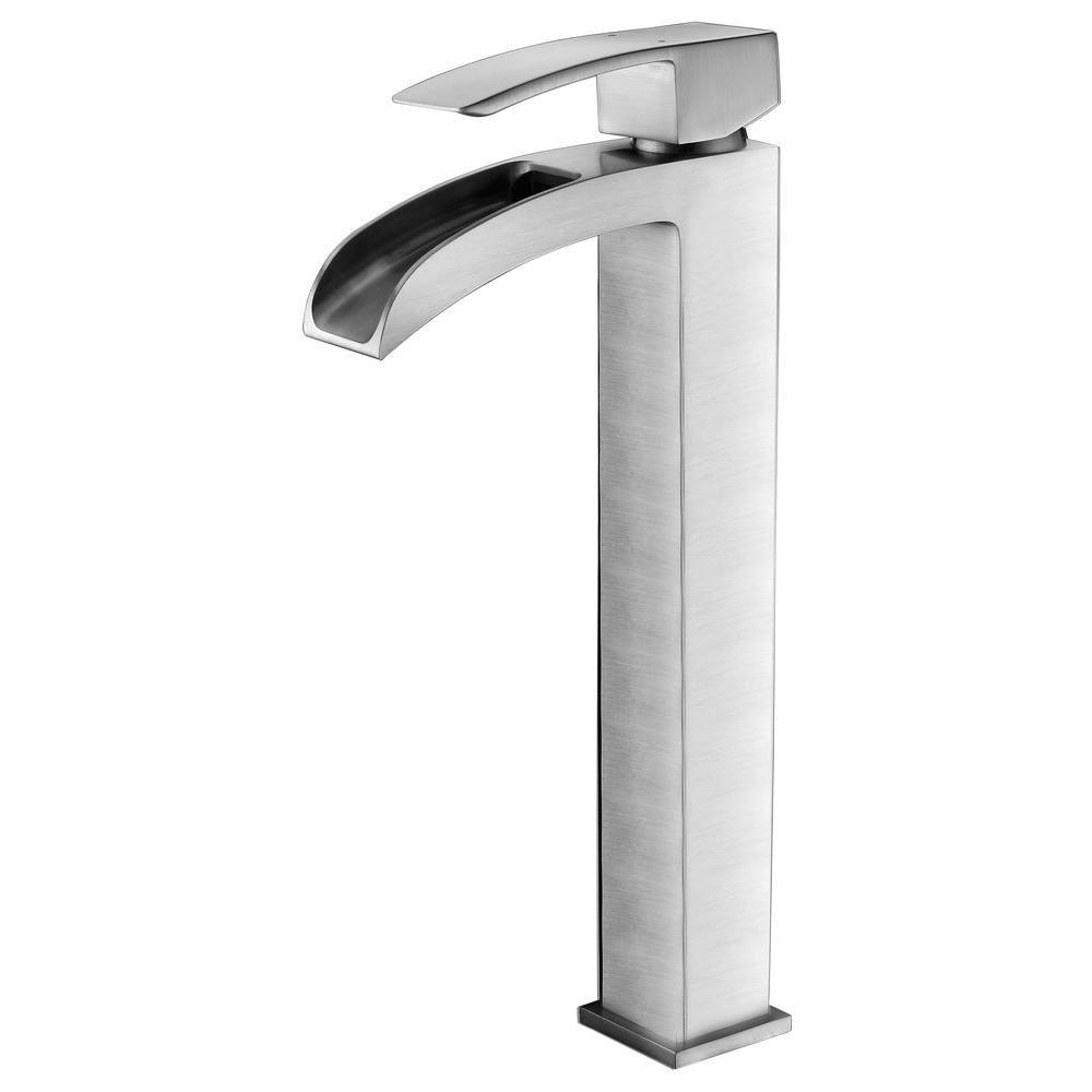 Clavier Series Deco-Glass Vessel Sink in Lustrous Blue with Key Faucet in Brushed Nickel - Super Arbor