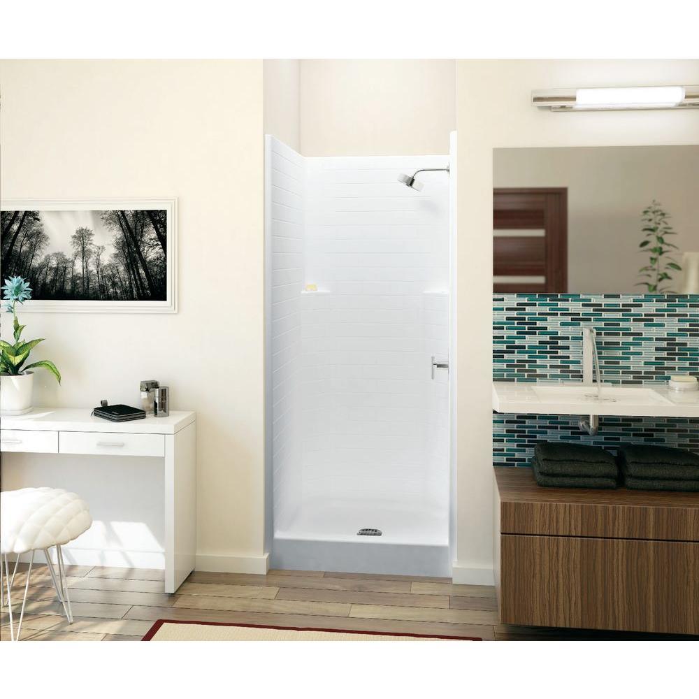 Everyday Subway Tile 36 in. x 36 in. x 80 in. 1-Piece Shower Stall with Center Drain in White - Super Arbor