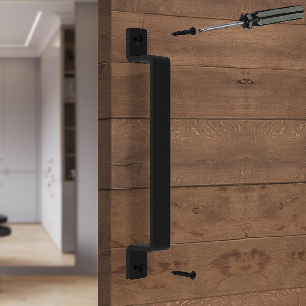 10 in. Black Steel Sliding Barn Door Handle - Super Arbor