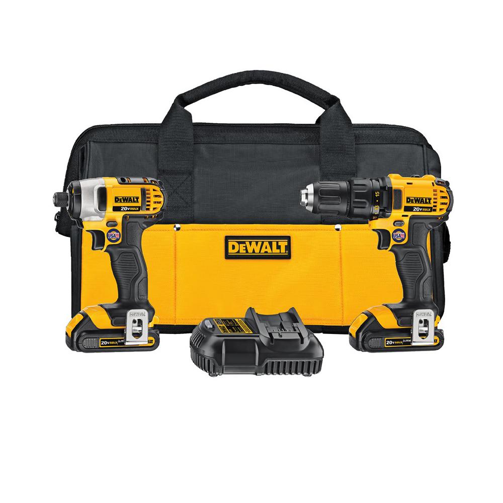 20-Volt MAX Lithium-Ion Cordless Drill/Impact Combo Kit (2-Tool) with 2 Batteries 1.5 Ah, Charger and Tool Bag - Super Arbor