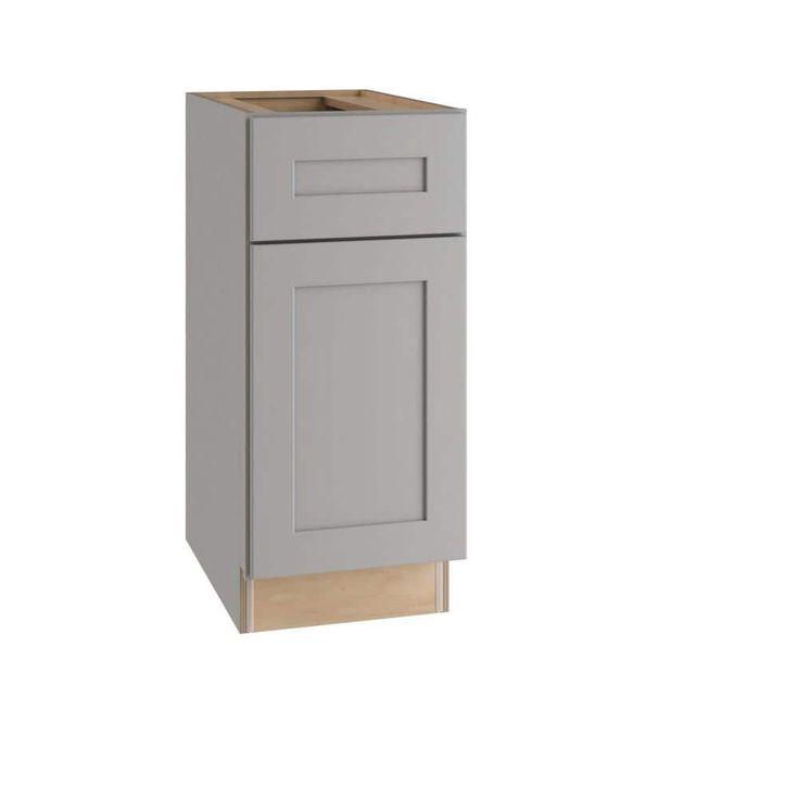 Home Decorators Collection Newport 12 in. W x 24 in. D x 34.5 in. H Assembled Plywood Base Kitchen Cabinet in Pearl Gray with Soft Close RH