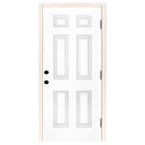 30 in. x 80 in. Premium 6-Panel Primed White Steel Prehung Front Door Left-Hand Outswing and 4 in. Wall - Super Arbor