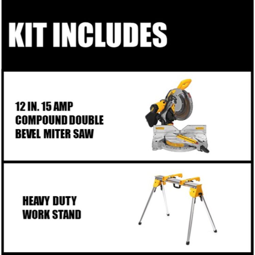 15 Amp Corded 12 in. Double Bevel Compound Miter Saw with Bonus Heavy-Duty Work Stand - Super Arbor