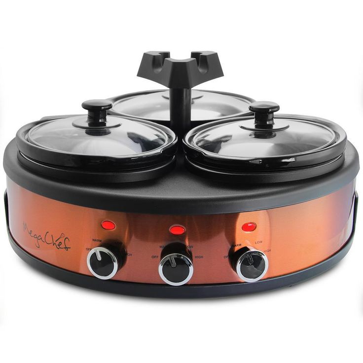 Triple 4.5 Qt. Copper Slow Cooker with Glass Lids