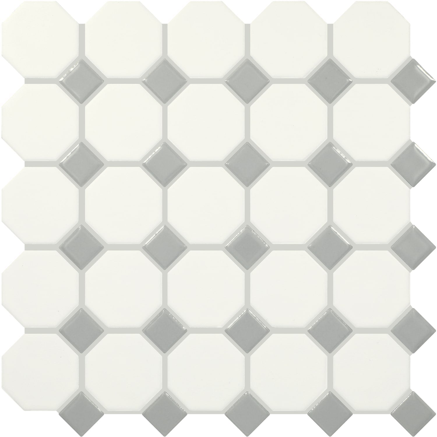 Daltile Core Classic True White with Gray Dot 12-in x 12-in Multi-finish Ceramic Patterned Multi-shaped Mosaic Floor and Wall Tile product image
