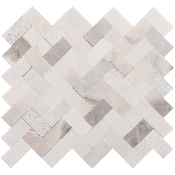 Daltile Minute Mosaix Stormy Mist 12-in x 12-in Multi-finish Natural stone Marble/limestone Herringbone Mosaic Wall Tile product image