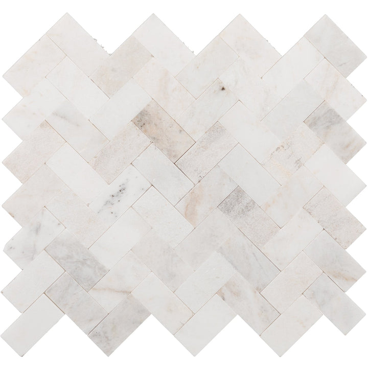 Daltile Minute Mosaix Daphne White 12-in x 12-in Multi-finish Natural stone Marble/limestone Herringbone Mosaic Wall Tile product image