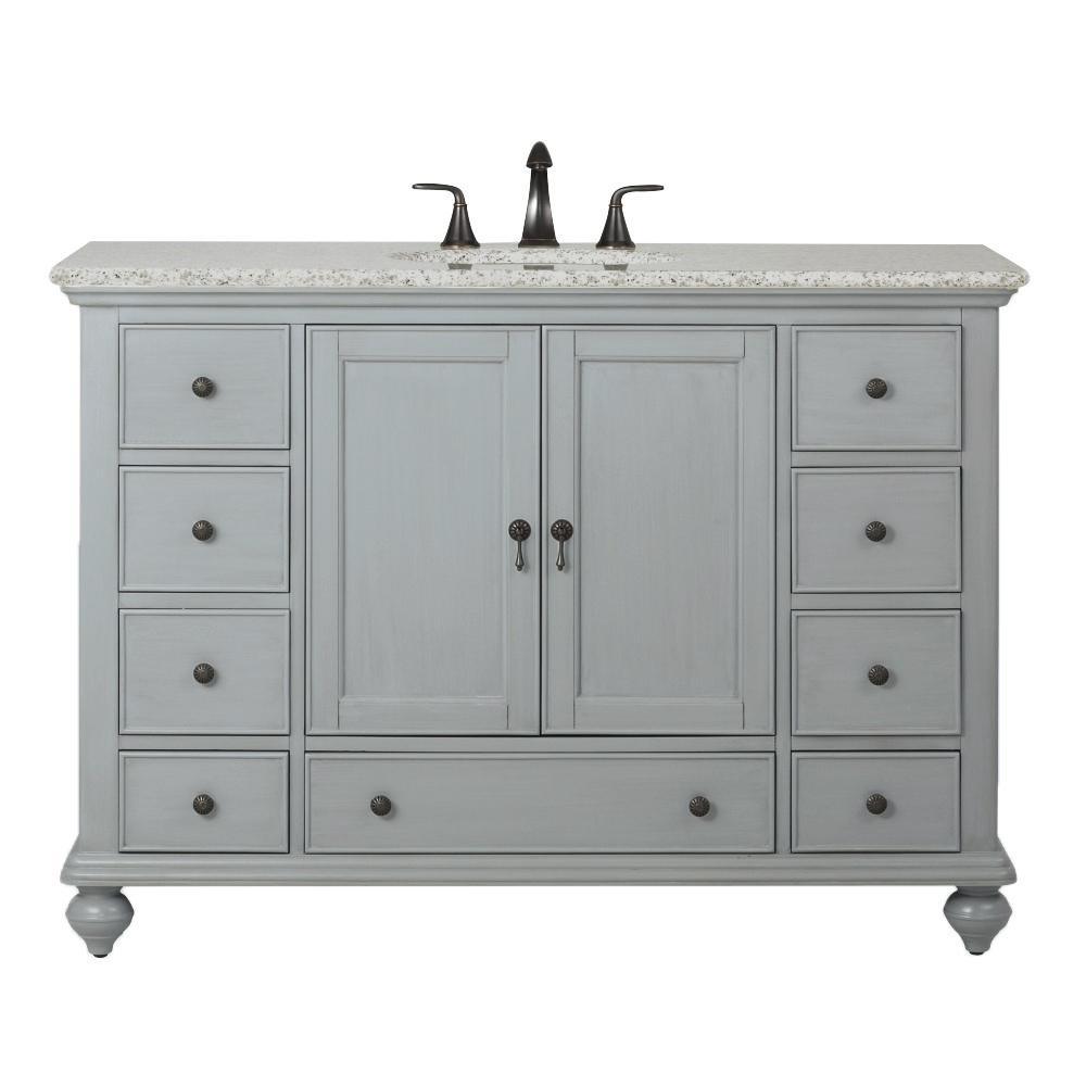 Newport 31 in. W x 21-1/2 in. D Bath Vanity in Pewter with Granite Vanity Top in Grey - Super Arbor