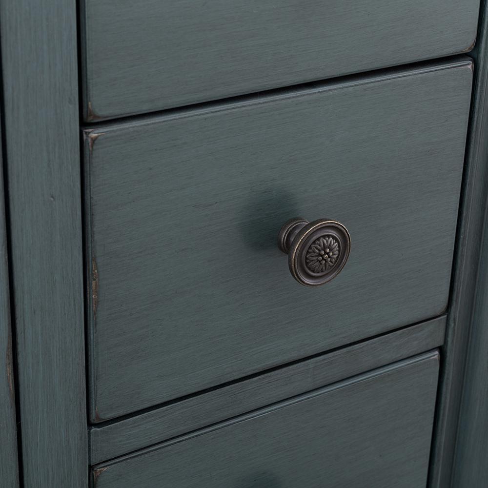 Strousse 37 in. W x 22 in. D Vanity in Distressed Blue Fog with Engineered Stone Top in Ice Diamond with White Sink - Super Arbor