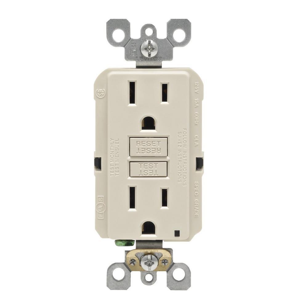 15 Amp Self-Test SmartlockPro Slim Duplex GFCI Outlet, Gray - Super Arbor