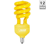 60-Watt Equivalent Yellow Colored Spiral Candelabra CFL Bug Light Bulb (Case of 12) - Super Arbor