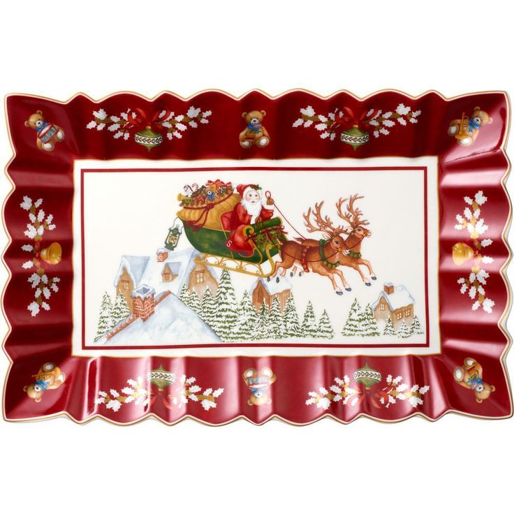 Toy's Fantasy 13.75 in. Rectangular Cake Plate Sleigh Ride