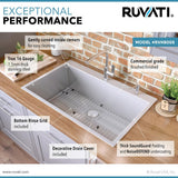 Drop-In Stainless Steel 33 in. Topmount Tight Radius 16-Gauge Kitchen Sink Single Bowl - Super Arbor