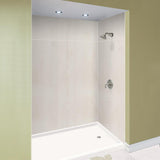 Expressions 48 in. x 48 in. x 96 in. 4-Piece Easy Up Adhesive Alcove Shower Wall Surround in Bianca - Super Arbor