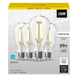 Feit Electric 60-Watt Equivalent ST19 Dimmable LED Clear Glass Vintage Edison Light Bulb With Straight Filament Bright White (4-Pack)