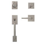 Schlage Custom Century Satin Nickel Single Cylinder Handleset with Eller Lever and Collins Trim