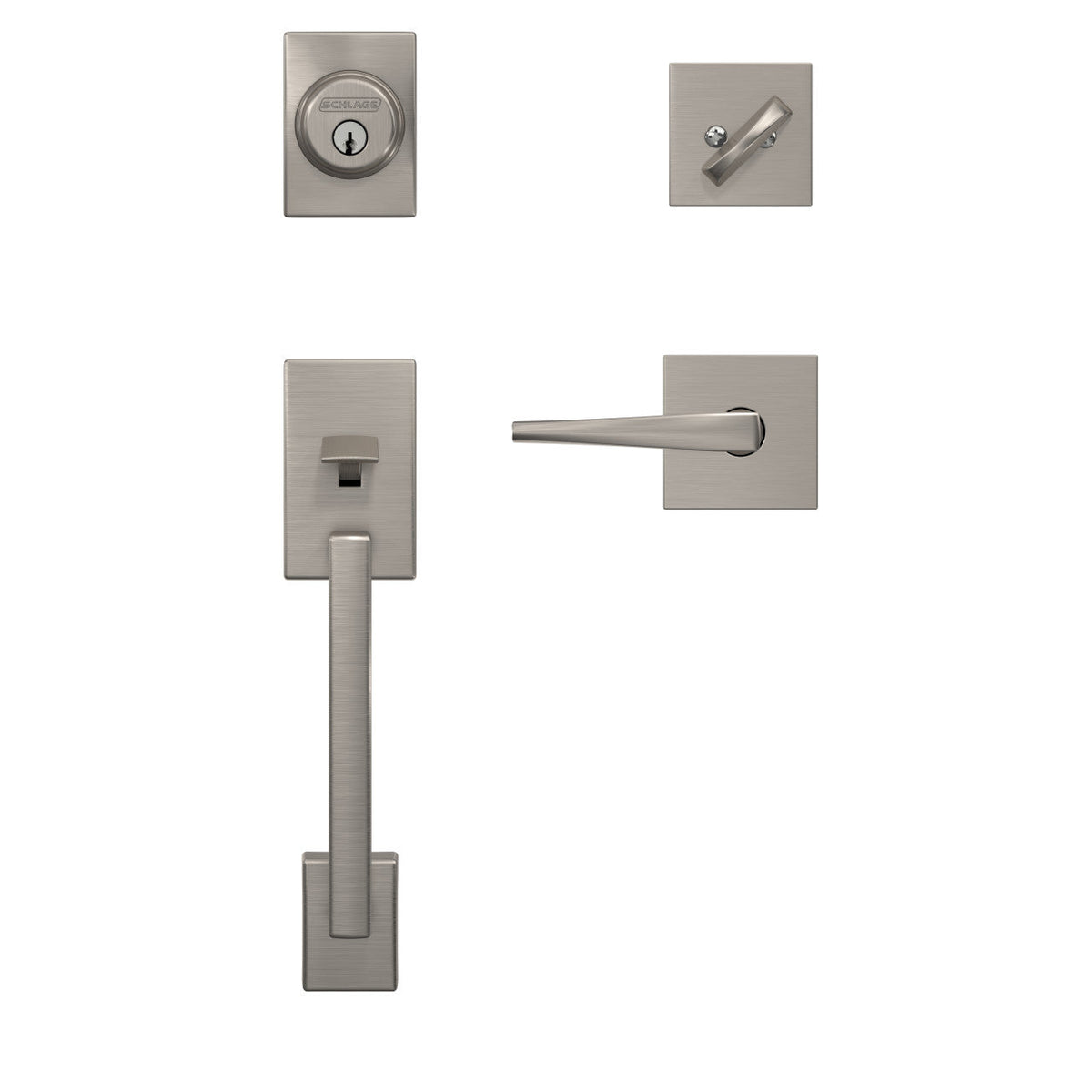 Schlage Custom Century Single Cylinder Handleset with Eller Lever, Aged Bronze