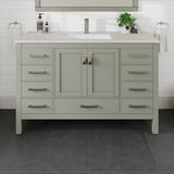 Eviva London 54-in Gray Undermount Single Sink Bathroom Vanity with White Carrara Quartz Top
