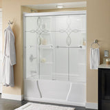 Lyndall 60 in. x 58-1/8 in. Semi-Frameless Traditional Sliding Bathtub Door in Nickel with Tranquility Glass - Super Arbor